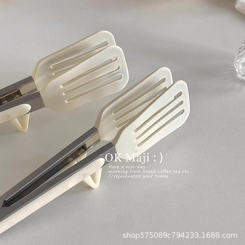 CouldNook Steak Tongs - Slotted Heads and Folded Side Rests