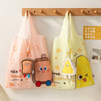 CouldNook Food Character Shopping Bag - Foldable Tote And Matching Pouch