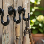 CouldNook Cast Iron Wall Hook - Curved Arm and Round Backplate
