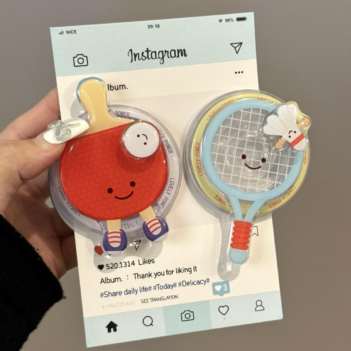 CouldNook Sports Magnetic Phone Stand - Smiling Ball And Racket Designs