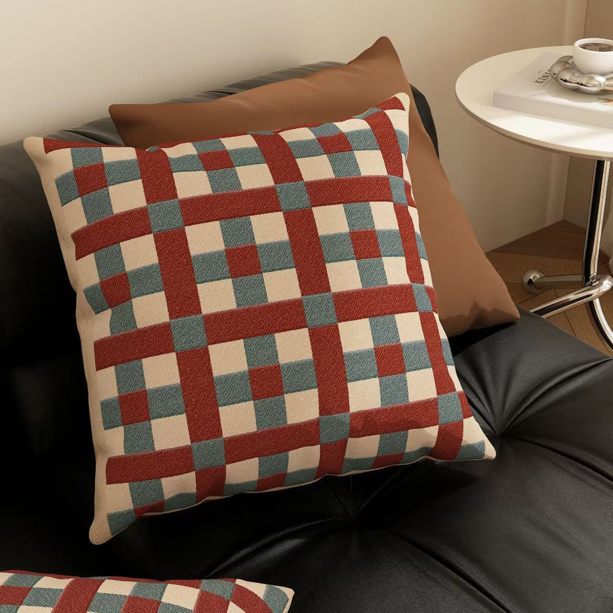 CouldNook Geometric Cushion - Colorful Checks And Contrasting Stripe Patterns