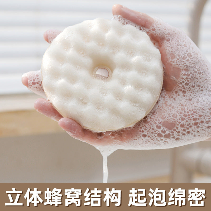 CouldNook Round Dish Sponge - Textured Faces And Separate Suction Holder