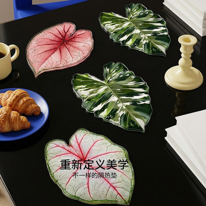 CouldNook Tropical Leaf Coaster - Shaped Edges And Colorful Vein Patterns