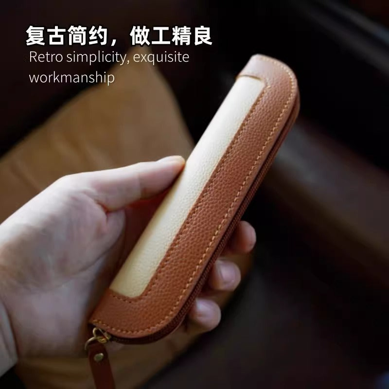 CouldNook Slim PU Pen Pouch - Stitched Edges And Curved Zip