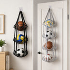 CouldNook Hanging Ball Organizer - Tiered Mesh Pockets And Suspension Straps