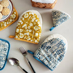 CouldNook Japanese Cotton Oven Mitt & Pot Holder - Yellow Floral Decor