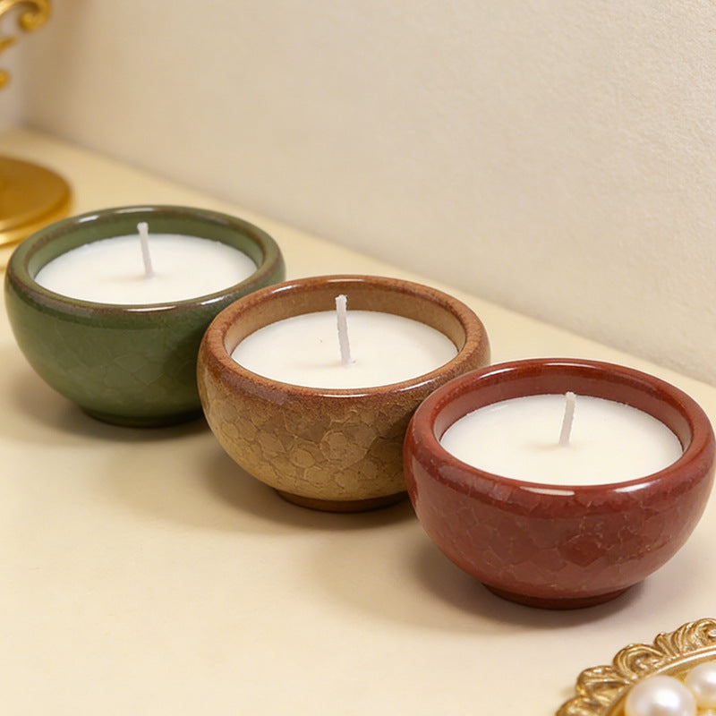 CouldNook Vintage Ice-Cracked Ceramic Scented Candle - Zen Tea Aromatherapy