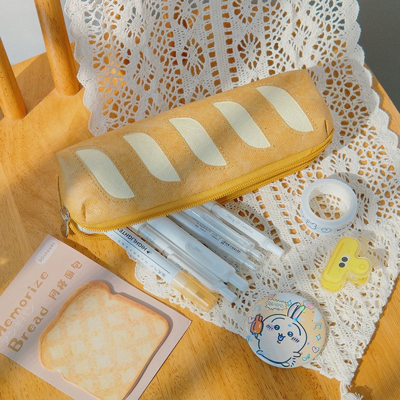 CouldNook Baguette Pencil Pouch - Bread-Inspired Panels And Top Zipper
