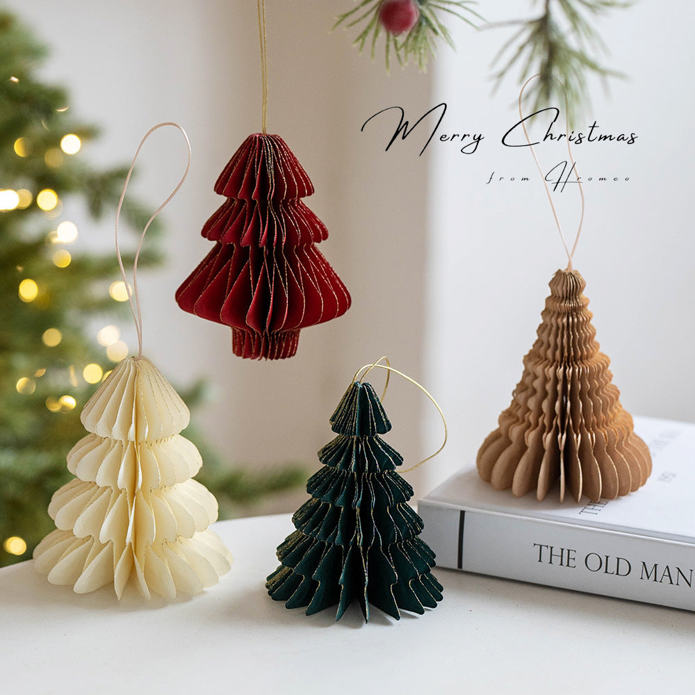 CouldNook Honeycomb Paper Tree Ornament - Layered Folds and Hanging Cord