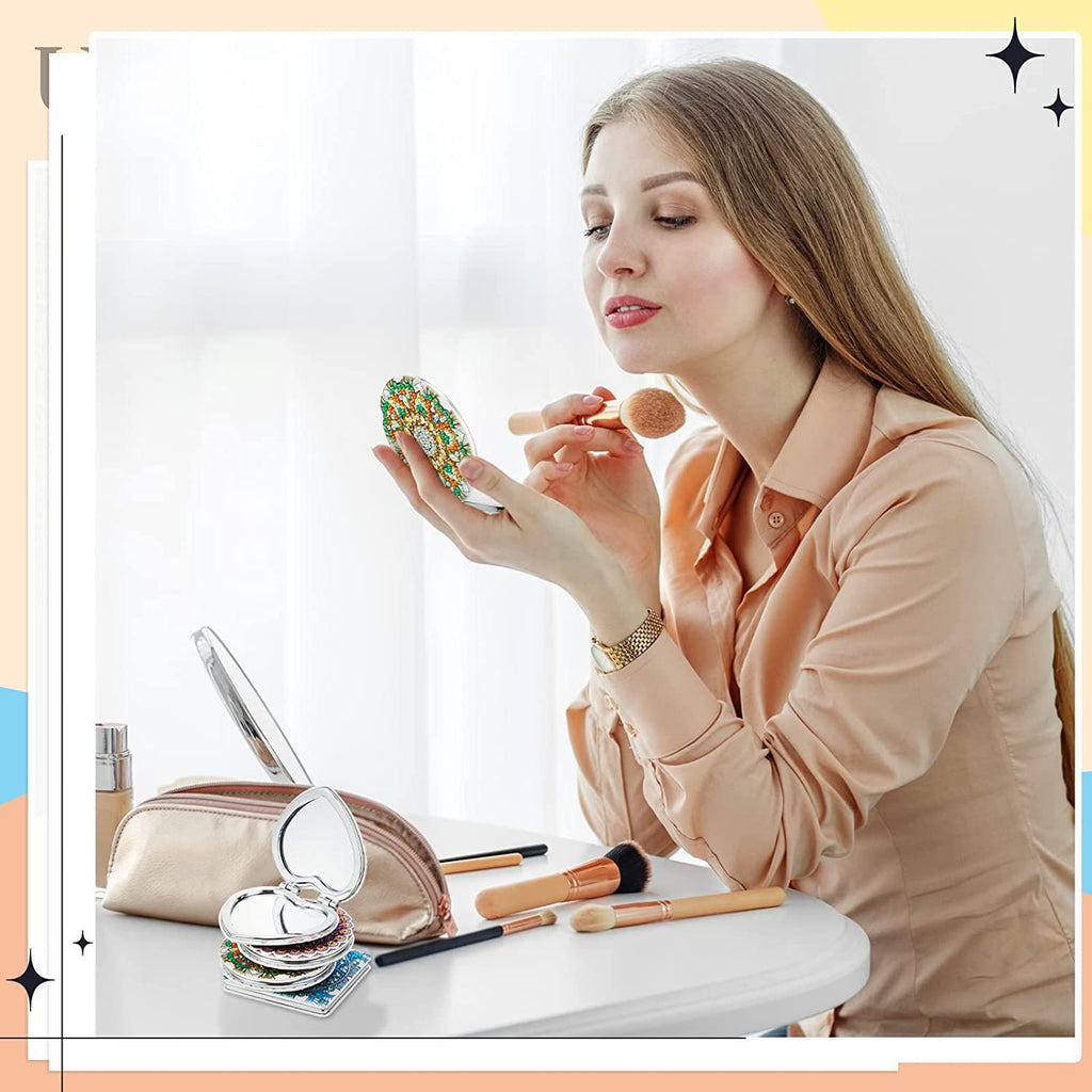 CouldNook Decorative Folding Mirror - Gem-Like Pattern And Double Reflective Interior