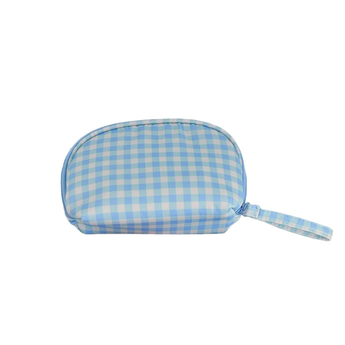 CouldNook Gingham Clamshell Pouch - Curved Zipper And Inner Pockets