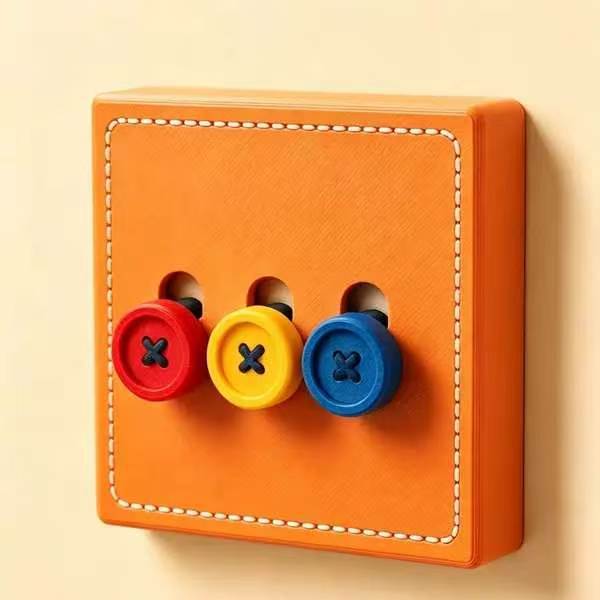 CouldNook Decorative Switch Cover - Button Motifs And Stitch-Effect Border
