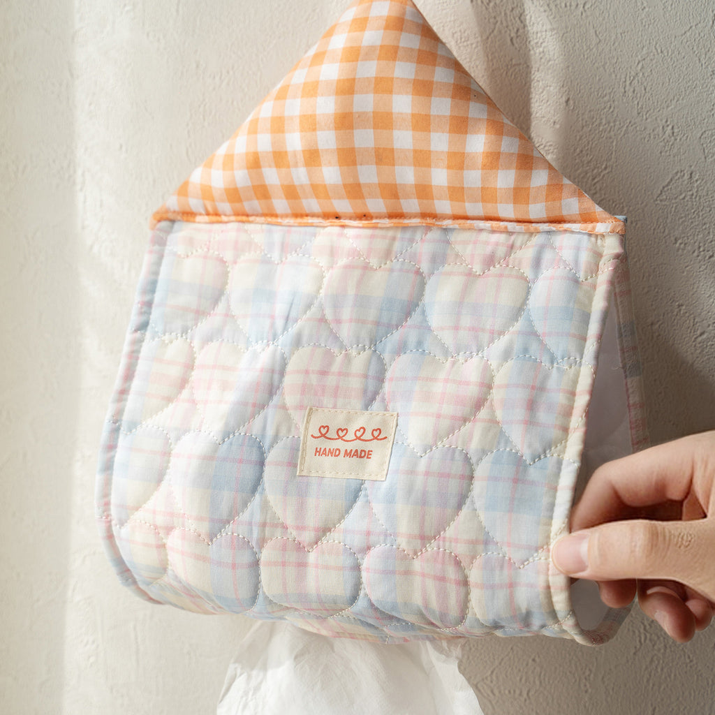 CouldNook House Shaped Hanging Tissue Holder - Checked Roof And Loop