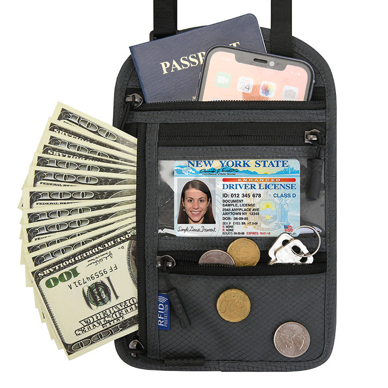 CouldNook Passport Neck Pouch - Clear Card Window And Zipped Compartments