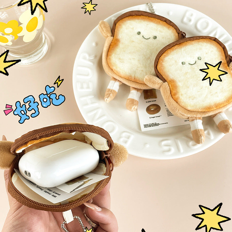 CouldNook Toast Coin Purse - Smiling Face And Dangling Striped Legs