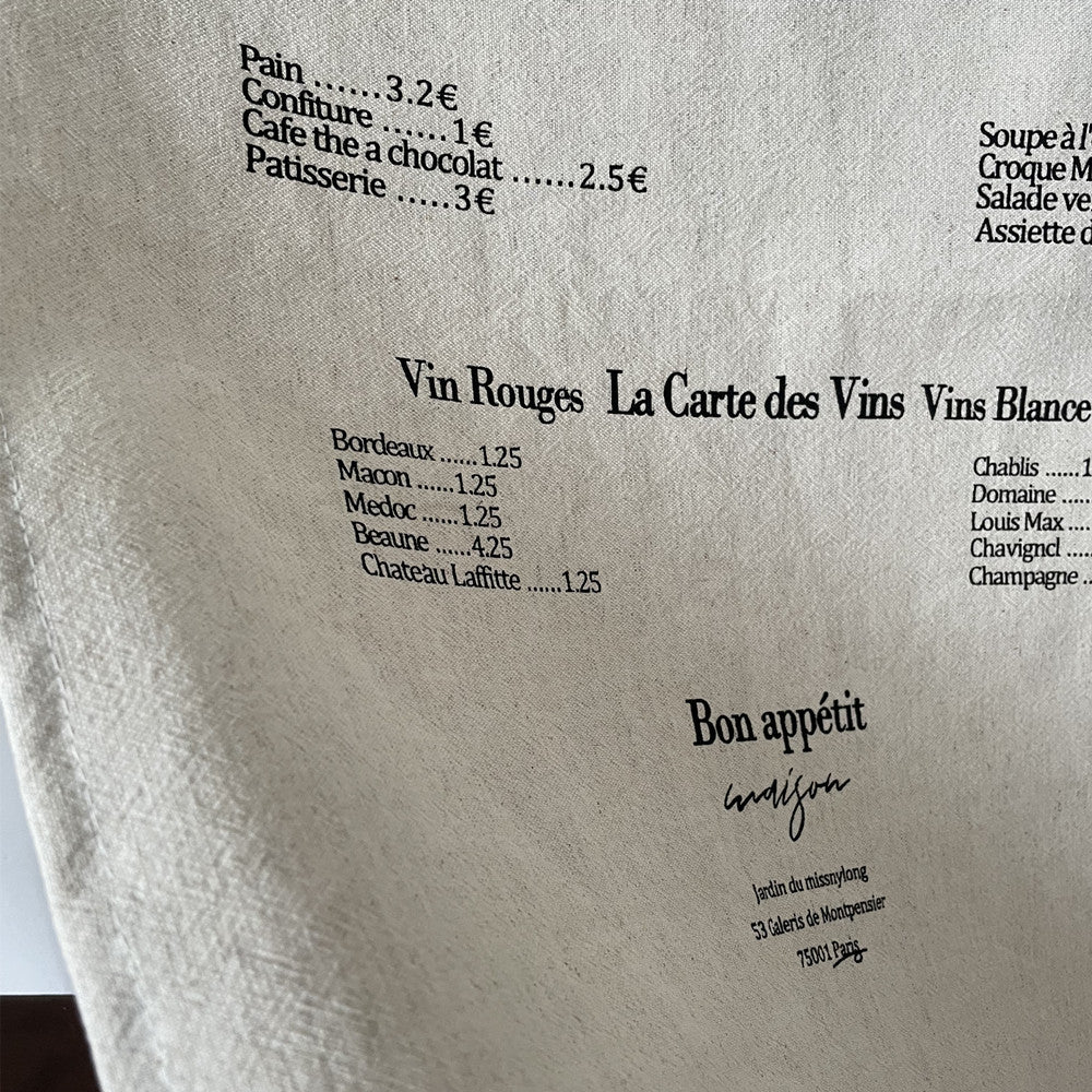 CouldNook Menu Print Table Cloth - Breakfast Lettering And Plain Ground