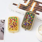 CouldNook Decorative Folding Pocket Mirror - Raised Peacock Motifs And Metal Frame
