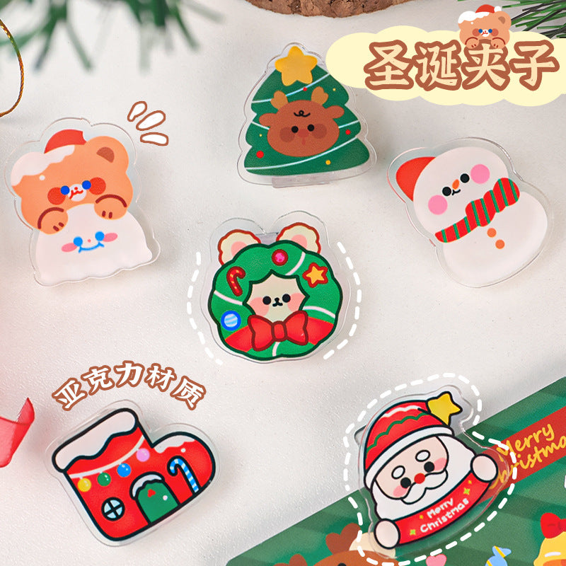 CouldNook Christmas Memo Clip - Festive Characters And Clear Shaped Border