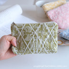 CouldNook Embroidered Cosmetic Pouch - Delicate Motifs And Textured Stitching