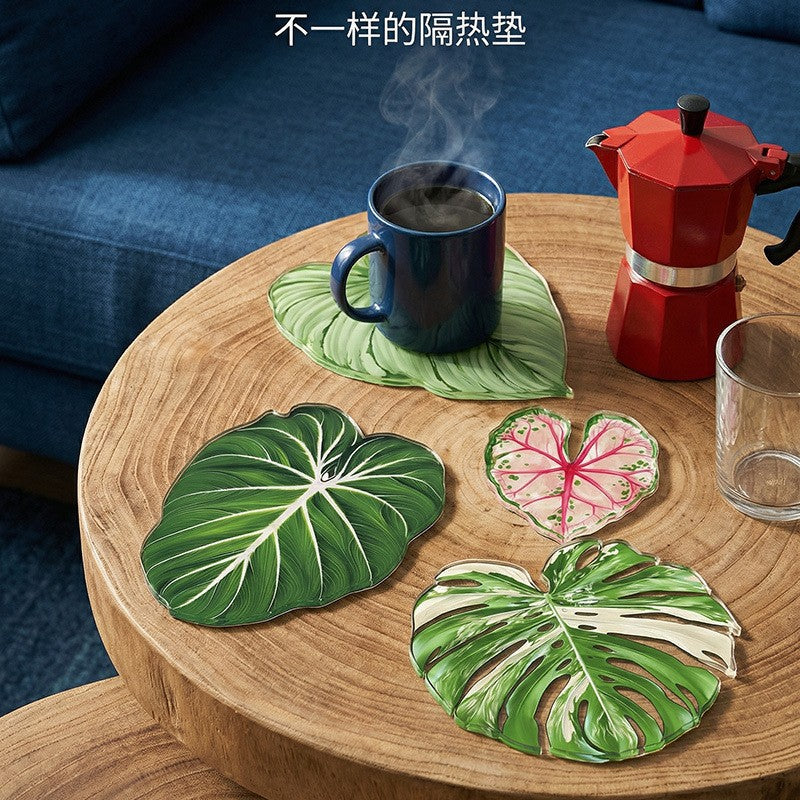 CouldNook Tropical Leaf Coaster - Shaped Edges And Colorful Vein Patterns