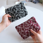 CouldNook Embroidered Cosmetic Pouch - Delicate Motifs And Textured Stitching