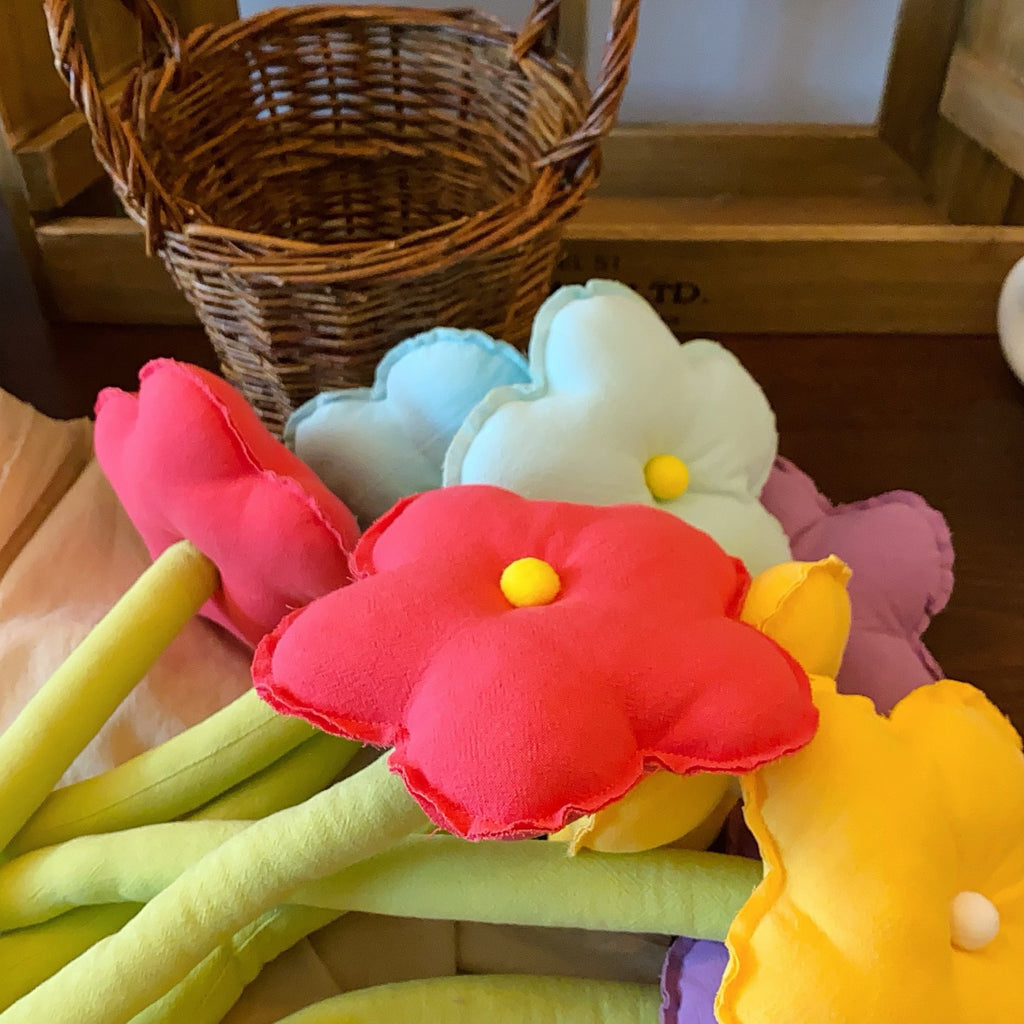 CouldNook Fabric Flower Decoration - Rounded Petals And Long Green Stem