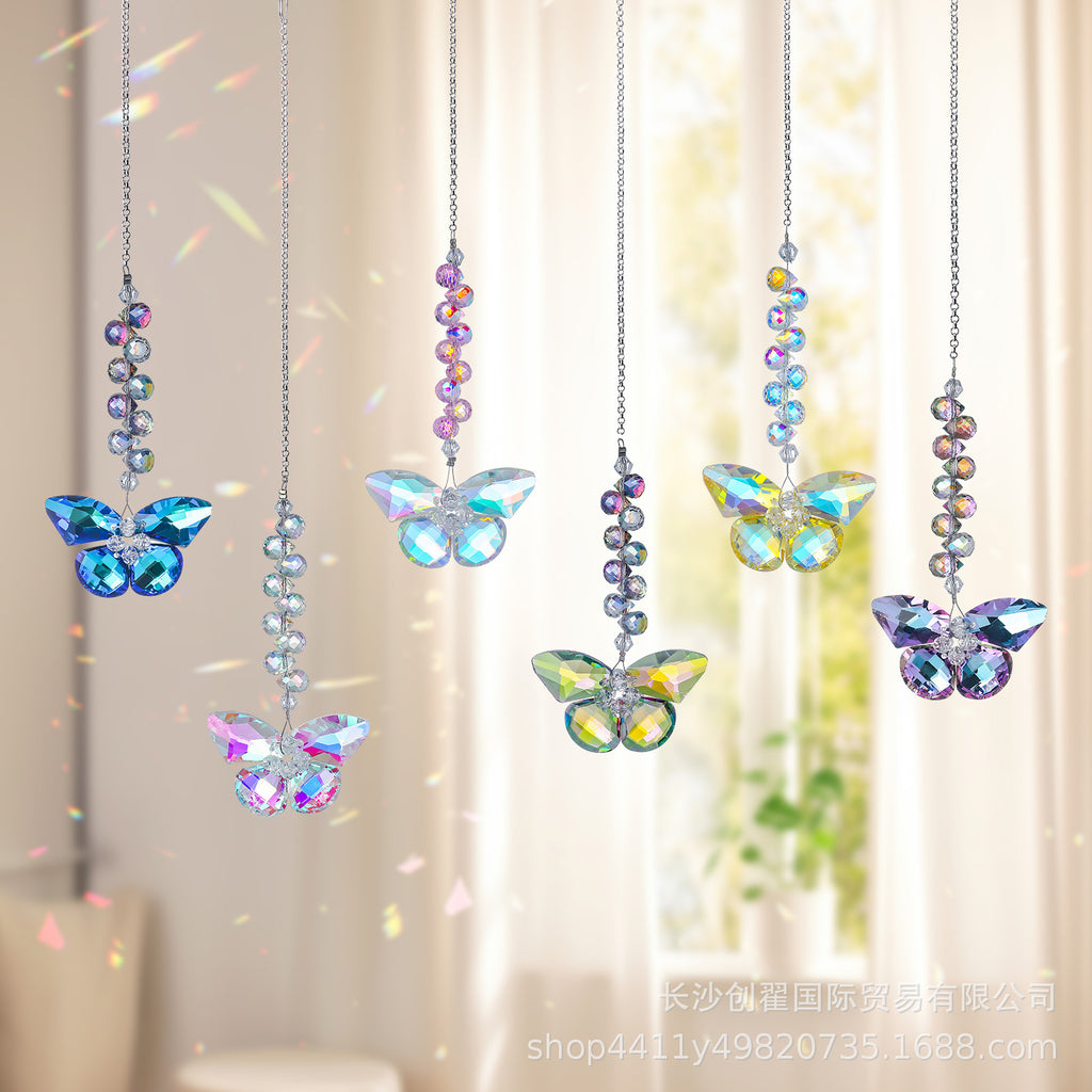 CouldNook Faceted Butterfly Suncatcher - Spiral Beads And Suspended Wings