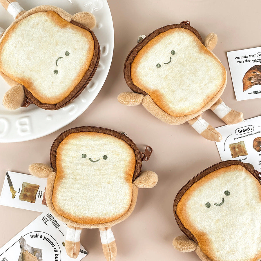 CouldNook Toast Coin Purse - Smiling Face And Dangling Striped Legs
