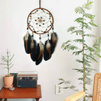 CouldNook Feather Dreamcatcher - Beaded Web And Long Hanging Feather Strands