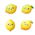 CouldNook Lemon Coaster Set - Four Wooden Pieces And Cartoon Faces