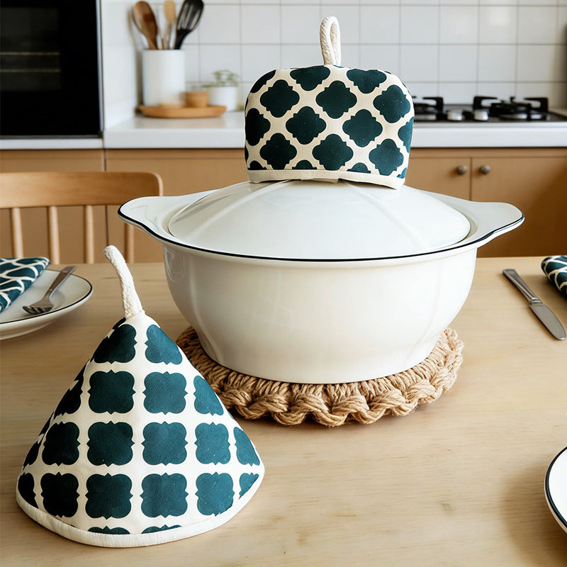 CouldNook Geometric Canvas Pot Holder - Modern Quatrefoil Mini Mitt