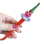 CouldNook Chili Pepper Pen - Curved Body And Grinning Character Face