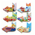 CouldNook Arrow Fridge Magnet - Raised Travel Motifs And Colorful Landmark Scenes