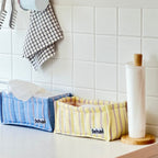 CouldNook Striped Quilted Fabric Storage Basket‑Home Organizer Bin for Tissue Books Toys Sundries