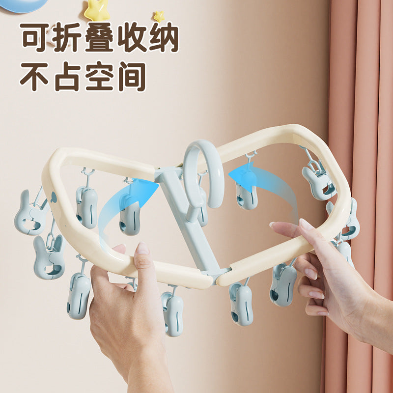 CouldNook Folding Laundry Hanger - Fourteen Rabbit Clips And Central Hook
