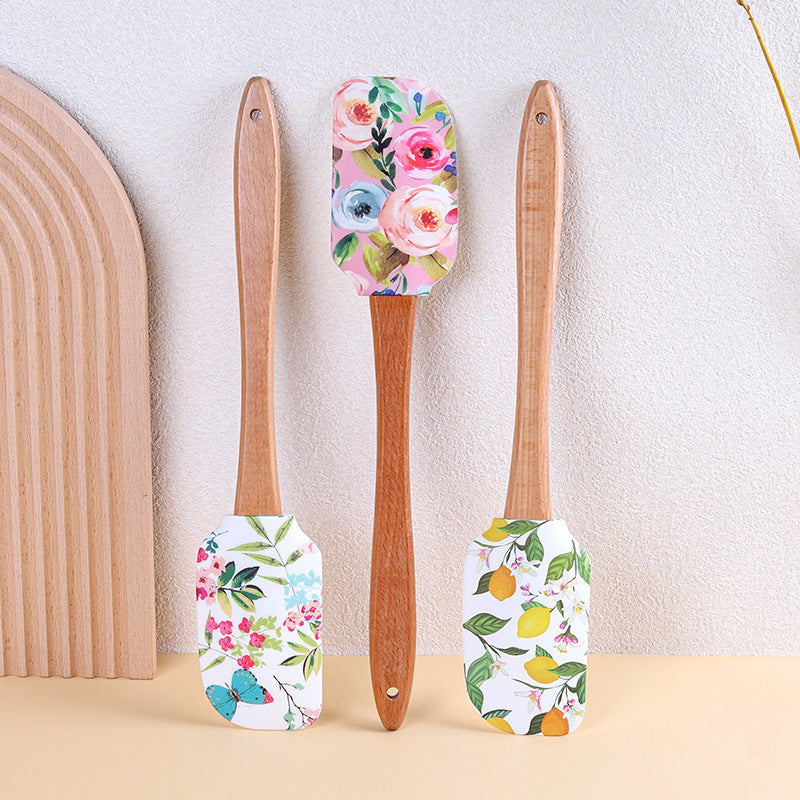CouldNook Printed Spatula - Botanical Designs and Long Beech Handle