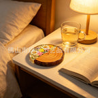 CouldNook Round Floral Coaster - Wood Grain and Clear Resin Section