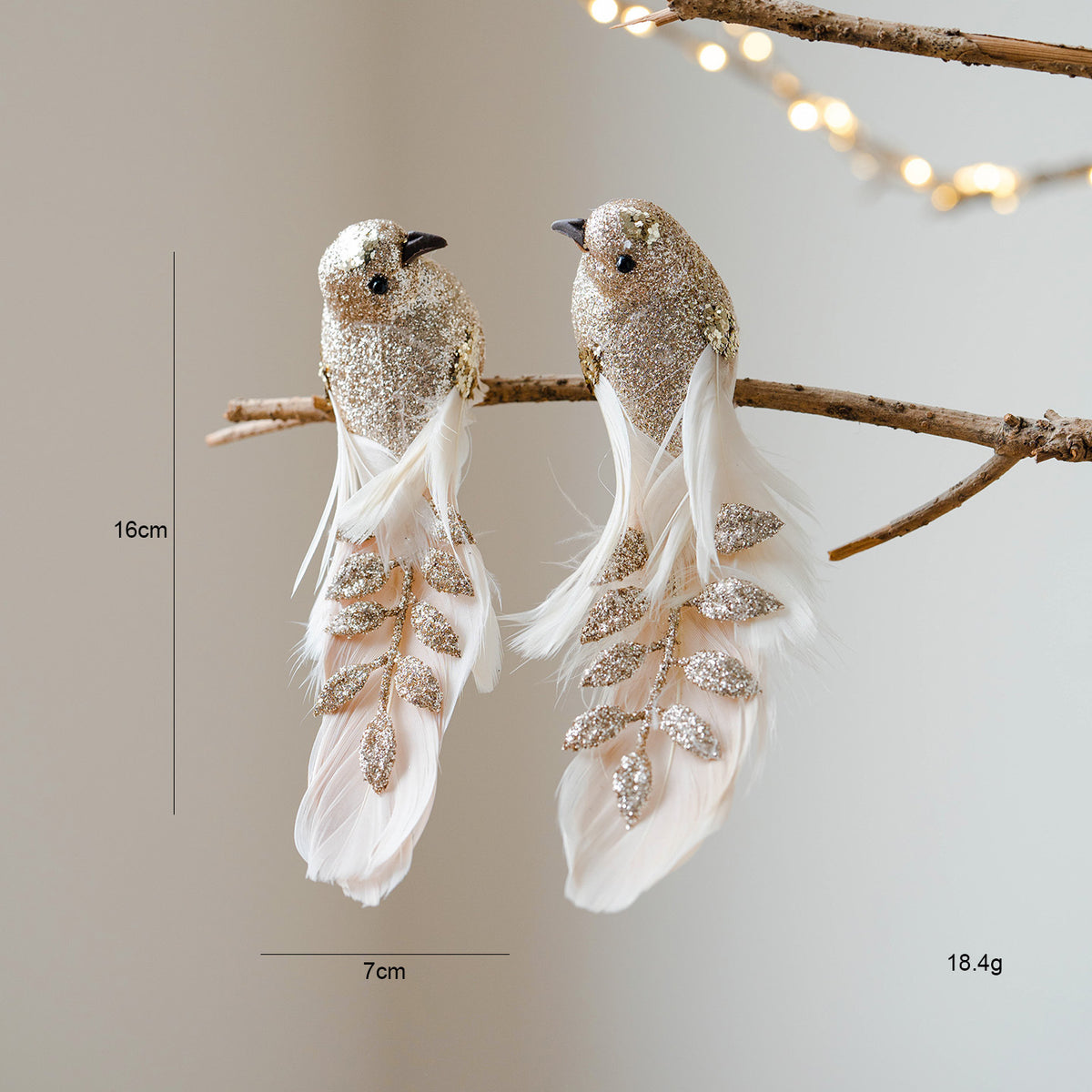 CouldNook Feather Bird Christmas Ornament - Glitter Detail