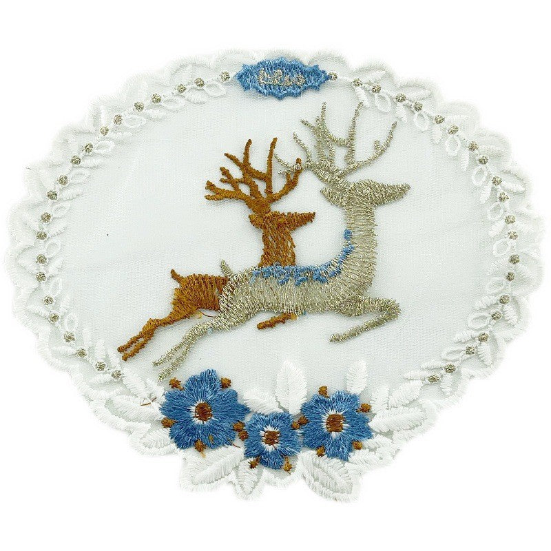CouldNook Embroidered Deer Table Mat- Soft Dining Accent
