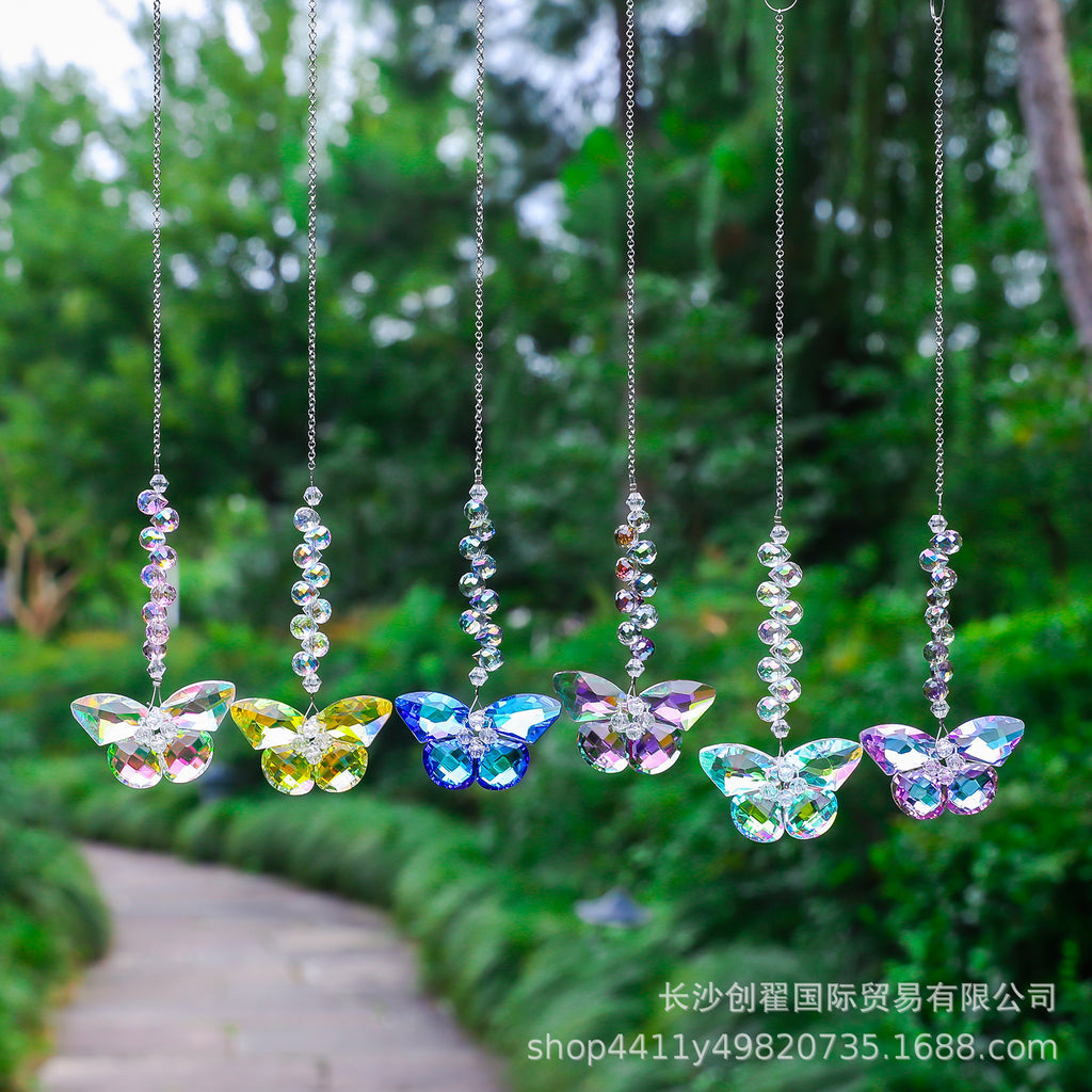CouldNook Faceted Butterfly Suncatcher - Spiral Beads And Suspended Wings
