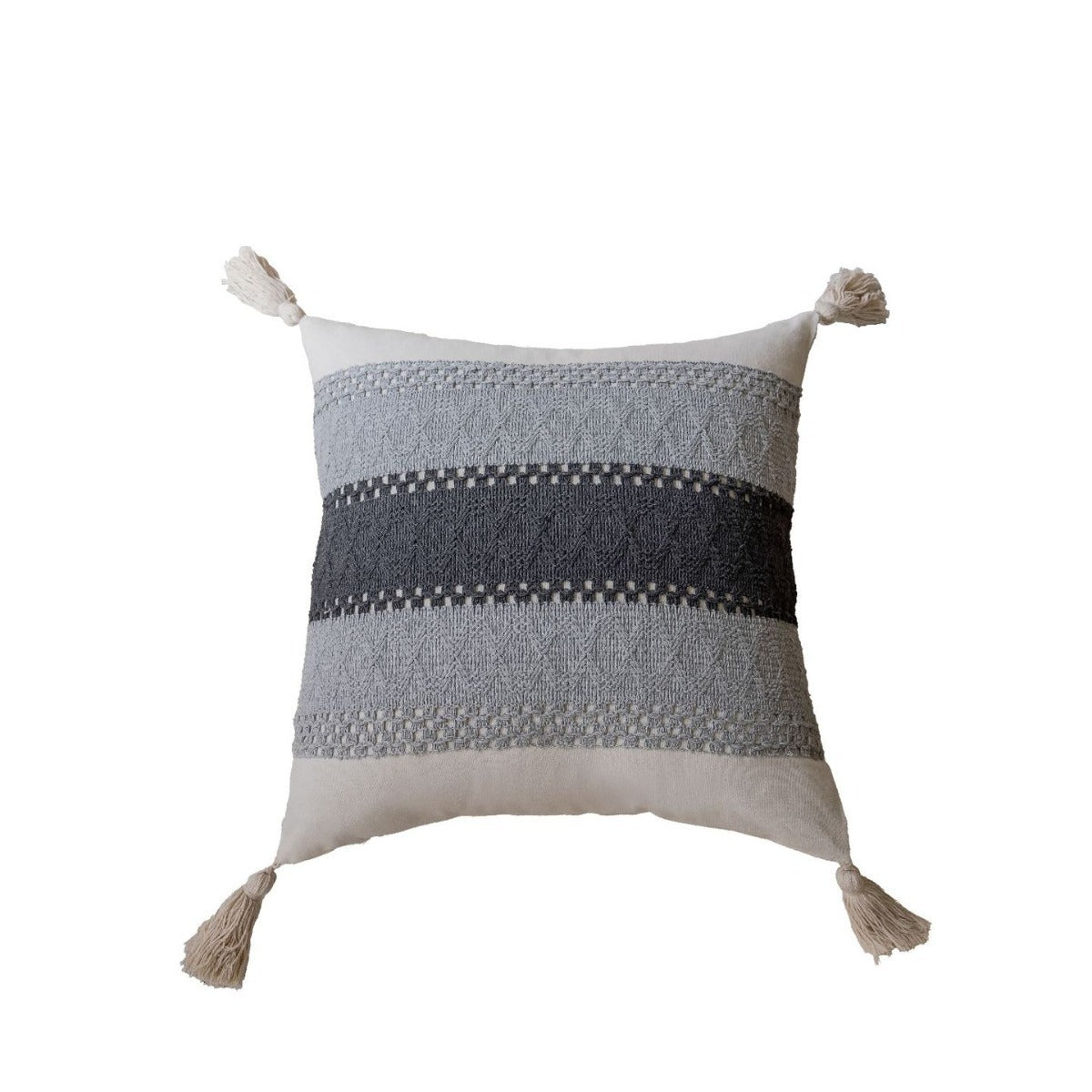 CouldNook Tasseled Cushion Cover - Woven Patterns And Four Corner Tassels