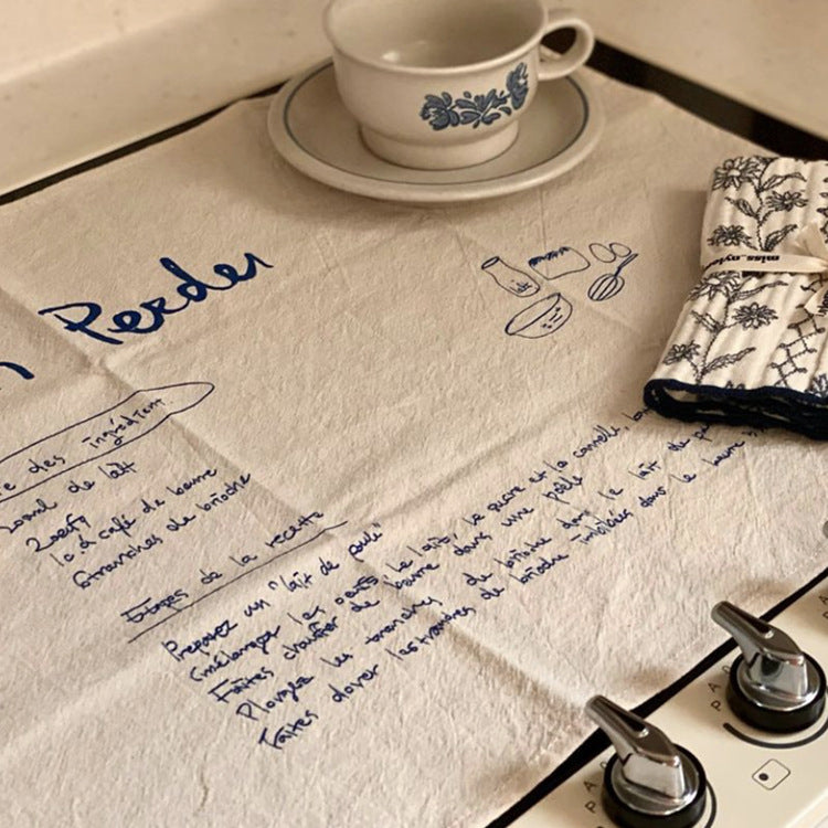 CouldNook Recipe Print Table Cloth - Handwritten Lettering And Kitchen Sketches