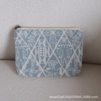 CouldNook Embroidered Zip Pouch - Botanical Motifs And Contrasting Animal Designs
