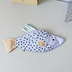CouldNook Fish Canvas Pencil Pouch - Printed Scales And Fishbone Lining