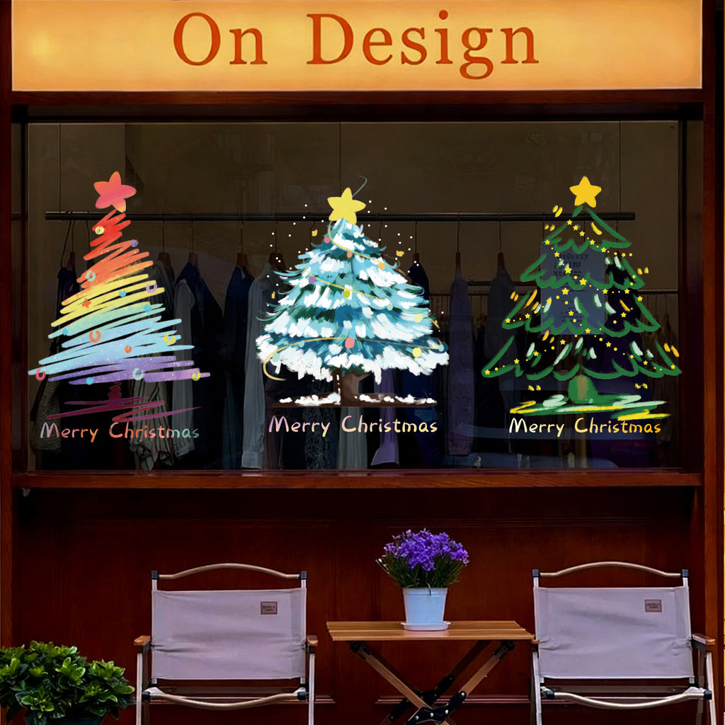 CouldNook Christmas Window Clings - Festive Trees And Coordinating Garland Options