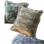 CouldNook Fringed Jacquard Cushion Cover - Botanical Patterns And Textured Borders