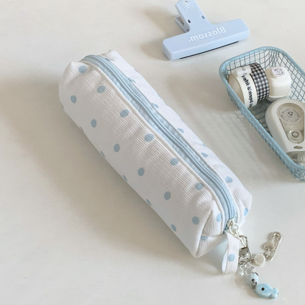 CouldNook Polka Dot Pencil Pouch - Long Zip Opening And Side Loop