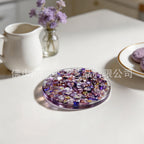 CouldNook Round Shell Coaster - Clear Resin and Iridescent Fragment Inlay