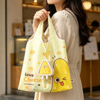 CouldNook Food Character Shopping Bag - Foldable Tote And Matching Pouch