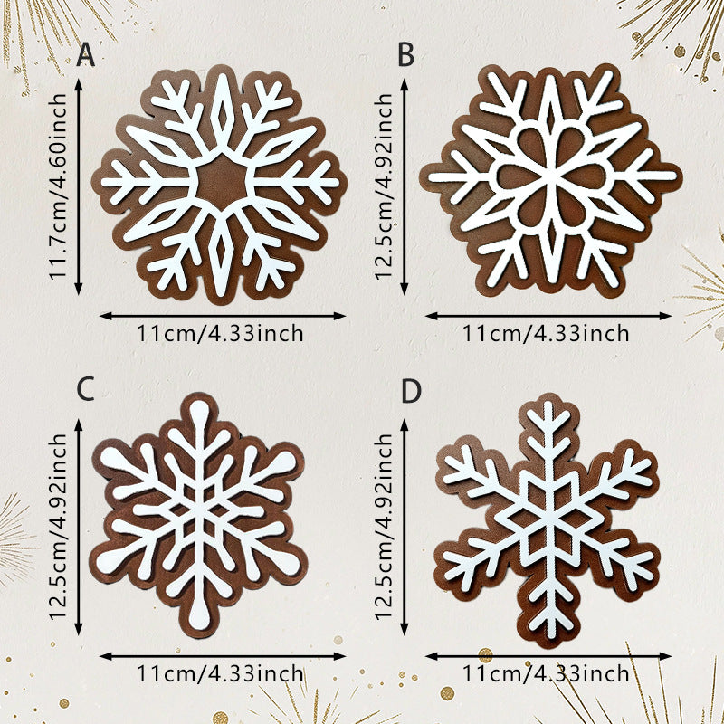 CouldNook Snowflake Coaster Set - Four Layered Wooden Designs For Cups